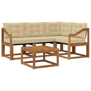 vidaXL Buiten bankenset met kussen 5 pcs Natuurlijk en Beige