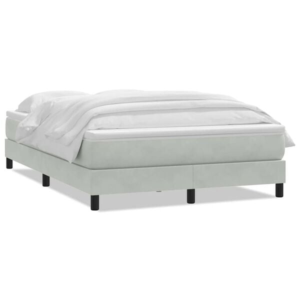 vidaXL Boxspring met matras fluweel lichtgrijs 160x220 cm