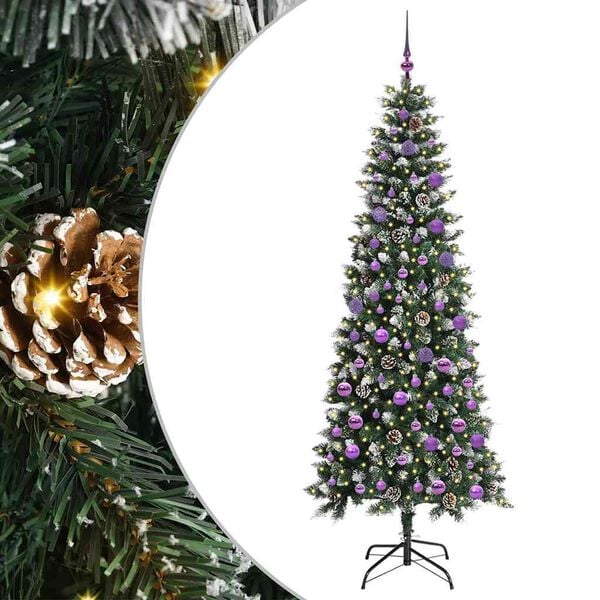 vidaXL Kunstkerstboom met 300 LED Groen 210 cm PVC en Plastic en Staal