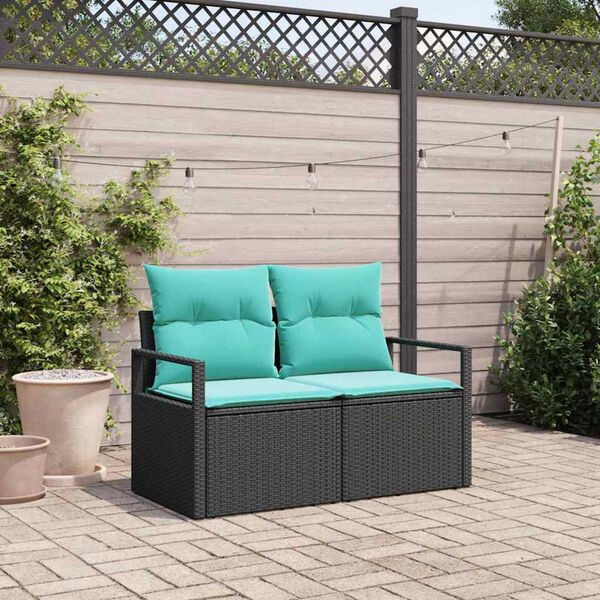 vidaXL Tuinbank met kussen 120 x 62 x 69 cm poly rattan