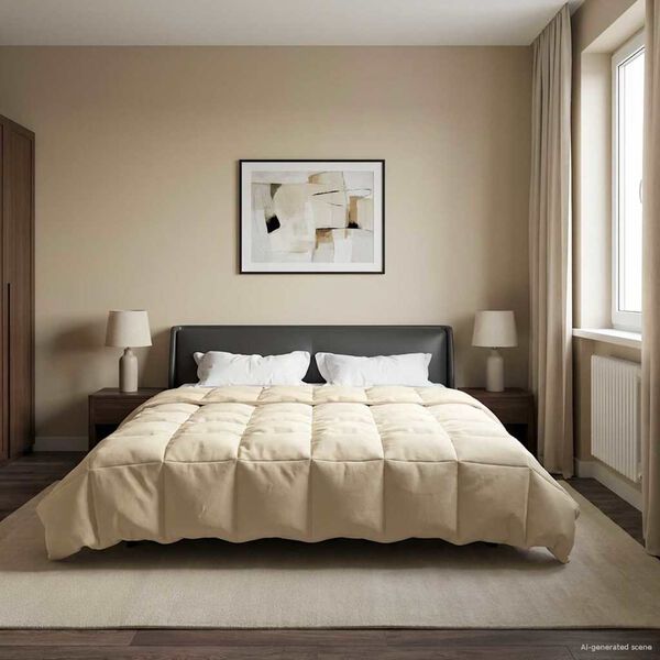 vidaXL Zomer Dekbed Gekwilt Cr&egrave;me 220 x 240 cm Microfiber