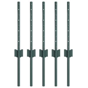 vidaXL Hekpalen 5 pcs Groen 40 cm Staal