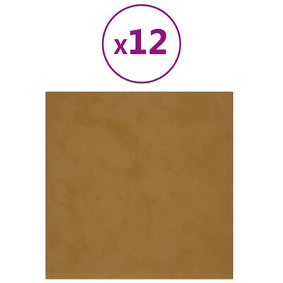 vidaXL Wandpanelen 12 st 1,08 m² 30x30 cm fluweel bruin
