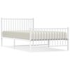 vidaXL Bedframe met hoofd- en voeteneinde metaal wit 107x203 cm
