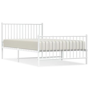 vidaXL Bedframe met hoofd- en voeteneinde metaal wit 107x203 cm