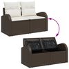 vidaXL Tuin Sofa Set met kussen 3 pcs Bruin en wit Poly riet
