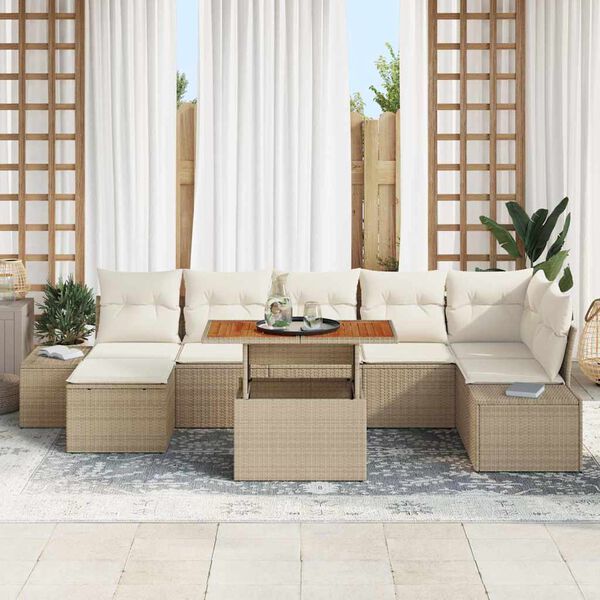 vidaXL Tuin Sofa Set met kussen 8 pcs Beige en Crème