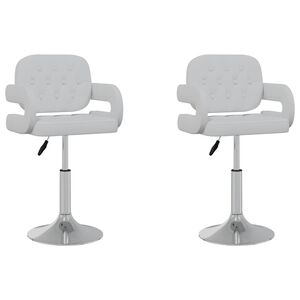 vidaXL Eetkamerstoelen draaibaar 2 st kunstleer wit