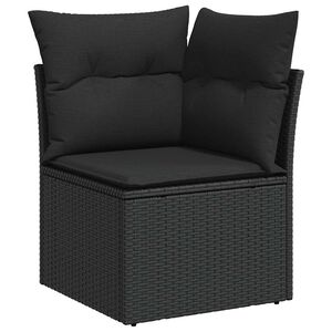 vidaXL Tuinhoekbank met kussens zwart poly rattan