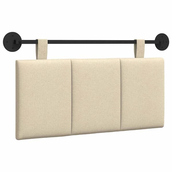 vidaXL Hangend Hoofdeinde Wandgemonteerd Cr&egrave;me 90 x 55 x 5 cm Stof