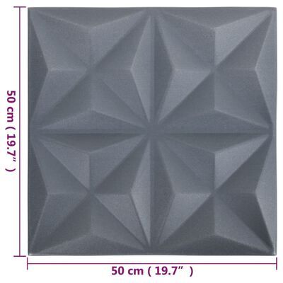 vidaXL 48 st Wandpanelen 3D origami 12 m² 50x50 cm grijs