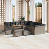 vidaXL Tuin Sofa Set met kussen 14 pcs Grijs poly rattan