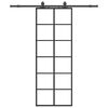 vidaXL Schuifdeur met beslagset 76x205 cm ESG glas zwart