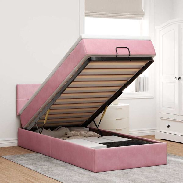vidaXL Ottoman bed met matras 80x200cm fluweel roze