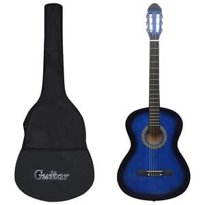 vidaXL Gitaar klassiek beginner met tas 4/4 39" blauw