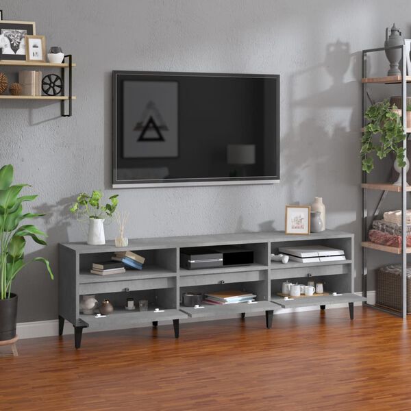 vidaXL Tv-meubel 150x30x44,5 cm bewerkt hout betongrijs