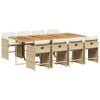 vidaXL 9-delige Tuinset met kussens poly rattan beige