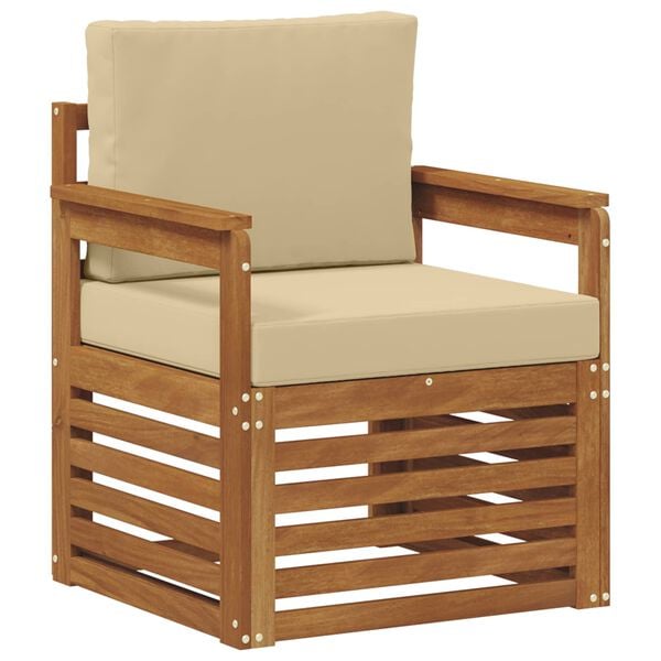 vidaXL Buiten bankenset Massief Acaciahout en Polyester Naturel