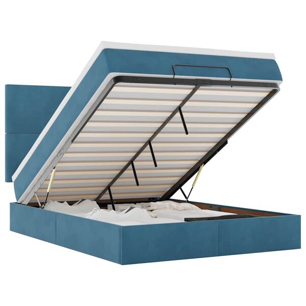 vidaXL Ottoman bed met matrassen en LED's 140x190cm fluweel