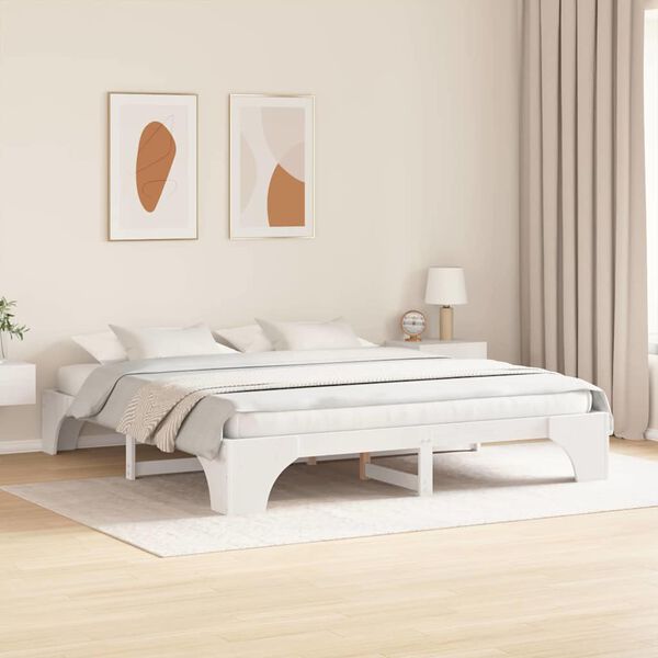 vidaXL Bedframe Wit 180 x 200 cm Massief grenenhout
