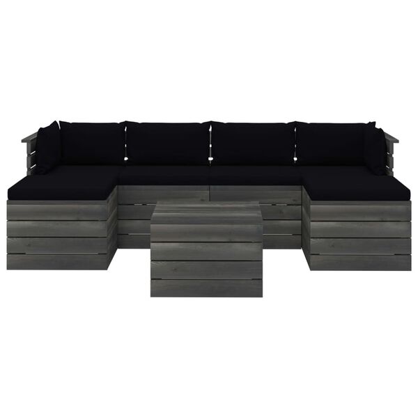 vidaXL 7-delige Loungeset met kussens pallet massief grenenhout