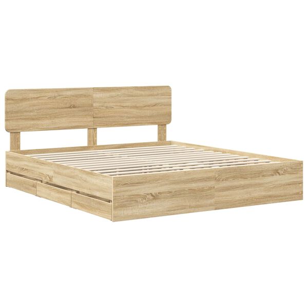 vidaXL Bedframe met lade Sonoma Eiken 180 x 200 cm Geconstrueerd hout