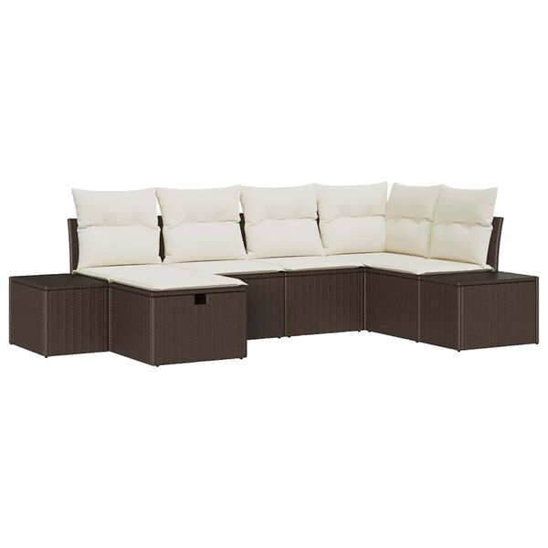 vidaXL Tuin Sofa Set met kussen 6 pcs Bruin poly rattan