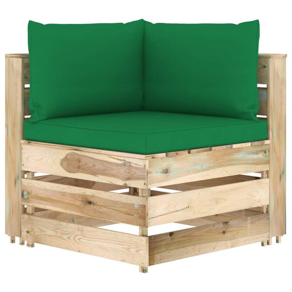 vidaXL 5-delige Loungeset met kussens groen ge&iuml;mpregneerd hout