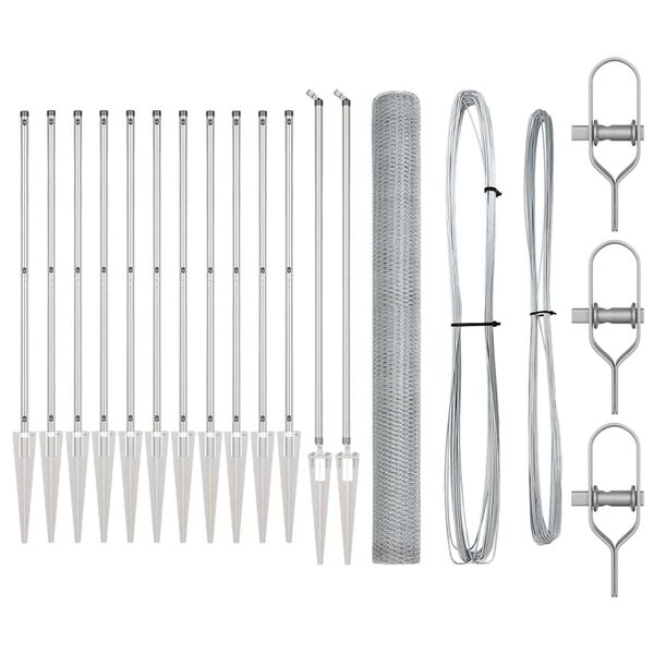 vidaXL Afrasteringspaal Zilver 25 x 1,6 m (25 mm gaas) Staal