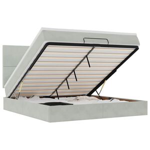 vidaXL Ottoman bed met matrassen en LED's 180x200cm fluweel lichtgrijs