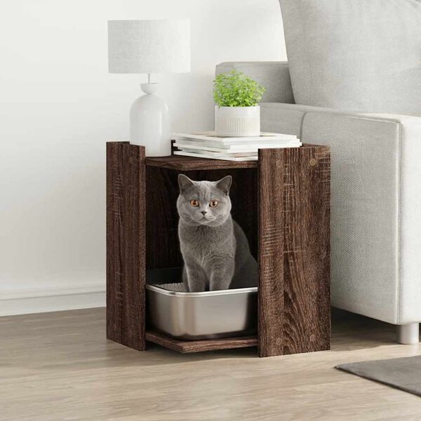 vidaXL Kattenbakkast 42x42x51 cm bewerkt hout bruin eikenkleurig