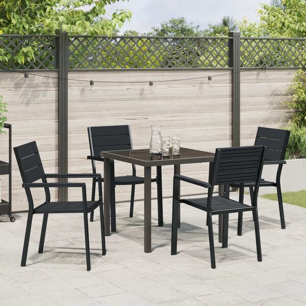 vidaXL Tuin eettafelset 5 pcs Zwart Gepoedercoat staal