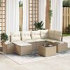 vidaXL Tuin Sofa Set met kussen 7 pcs Beige en Cr&egrave;me poly rattan