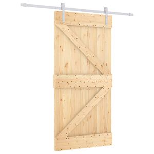 vidaXL Schuifdeur 100 x 210 cm Massief grenenhout Natuurlijk en Wit