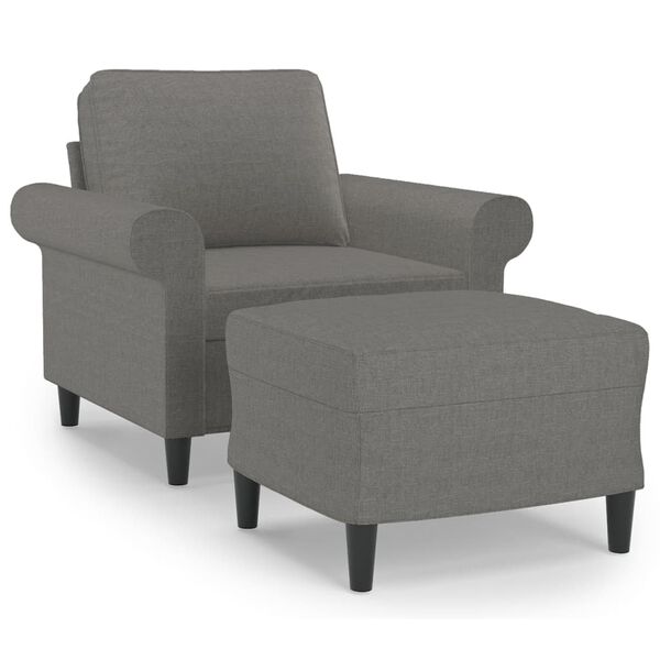 vidaXL Fauteuil met voetenbank 60 cm stof donkergrijs