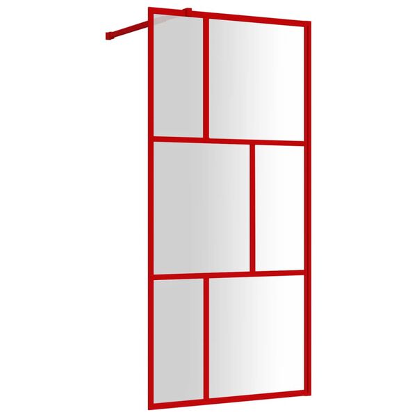 vidaXL Inloopdouchewand transparant 90x195 cm ESG-glas rood