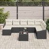vidaXL Bankstel met kussen 9 pcs Zwart poly rattan