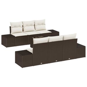 vidaXL Tuin Sofa Set met kussen 7 pcs Bruin poly rattan