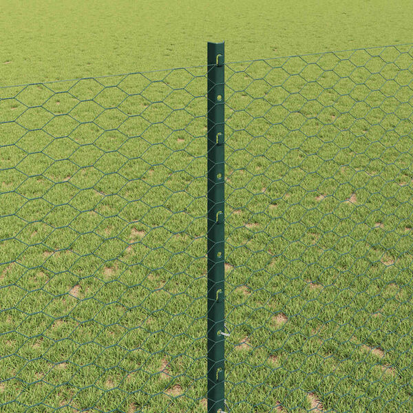 vidaXL Hek met Paal Groen 1,4 x 10 m Staal en PVC