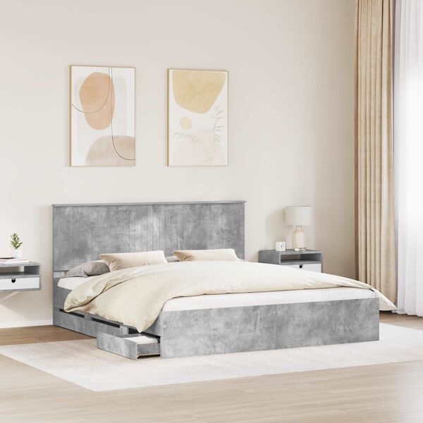 vidaXL Bedframe met lade Beton Grijs 180 x 200 cm Ingenieurshout
