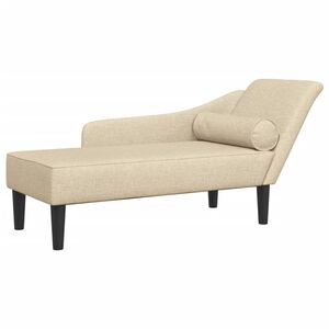 vidaXL Chaise longue met kussens stof cr&egrave;mekleurig