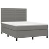 vidaXL Boxspring met matras en LED stof donkergrijs 140x190 cm