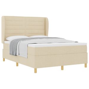 vidaXL Boxspringbed met Matras Donkergrijs 90x190 cm Cr&egrave;me Stof