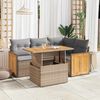 vidaXL 5-delige Loungeset met kussens poly rattan en acaciahout beige