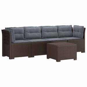 vidaXL 4-Persoons Tuin Sofa met Kussens Rieten Look PP Bruin