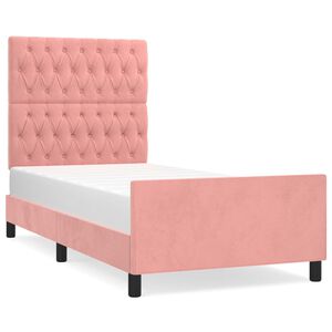 vidaXL Bedframe met hoofdeinde fluweel roze 90x200 cm