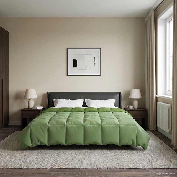 vidaXL Zomer Dekbed Gekwilt Groen 200 x 240 cm Microfiber