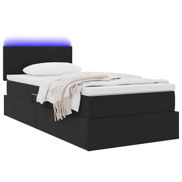 vidaXL Opbergbed met LED met matras met LED Zwart 90 x 200 cm Fluweel