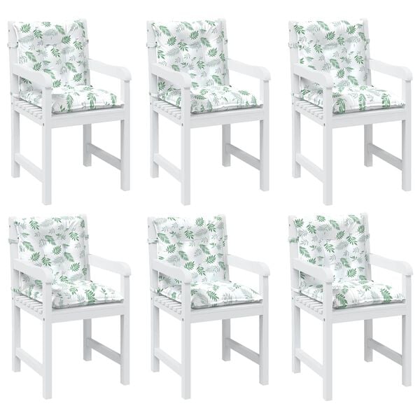 vidaXL Lowback Stoelkussen Blad 6 pcs Wit 100 x 50 x 7 cm oxford