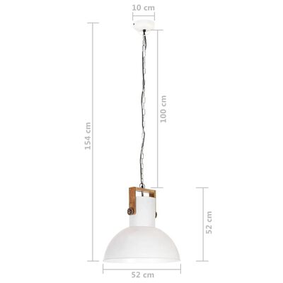 vidaXL Hanglamp industrieel rond 25 W E27 52 cm mangohout wit